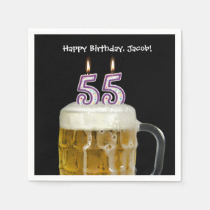 Guardanapo De Papel 55th cerveja do aniversário com velas