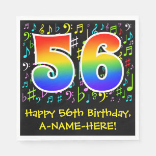 Guardanapo De Papel 56º aniversário - Símbolos de música coloridos