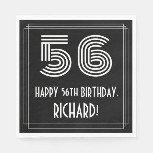 Guardanapo De Papel 56.o aniversário: Art Deco Inspira "56" + Nome