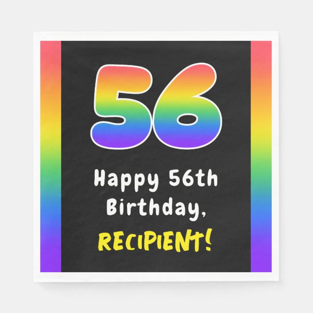 Guardanapo De Papel 56th Birthday: Rainbow Spectrum # 56, Custom Name (Frente)