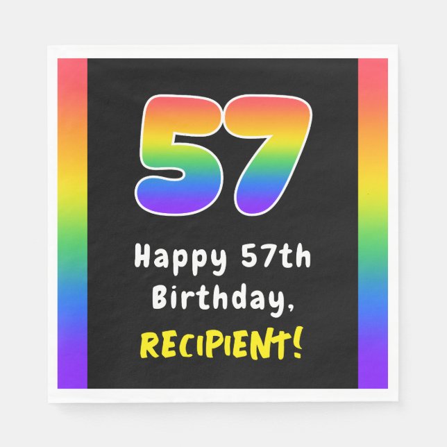Guardanapo De Papel 57th Birthday: Rainbow Spectrum # 57, Custom Name (Frente)