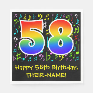 Guardanapo De Papel 58º aniversário - Símbolos de música coloridos