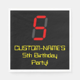 Guardanapo De Papel 5 Aniversário: Estilo de Relógio Digital Vermelho 