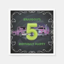 Guardanapo De Papel 5 Festa de aniversário de Caminhões Roxos