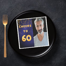 Guardanapo De Papel 60ª festa de aniversário - balões dourados azuis