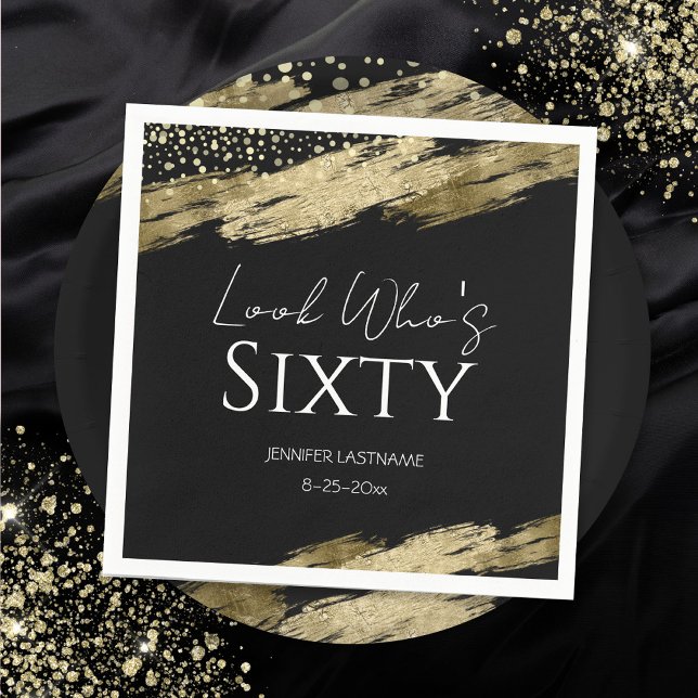 Guardanapo De Papel 60ª Festa de aniversário, Dourada, Olhe quem é Nap (Criador carregado)