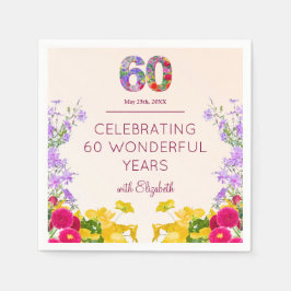Guardanapo De Papel 60º aniversário da festa floral moderna de 60 anos