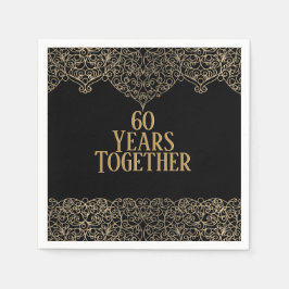 Guardanapo De Papel 60º Aniversário Dourado Lugar Em Nápoles Negras
