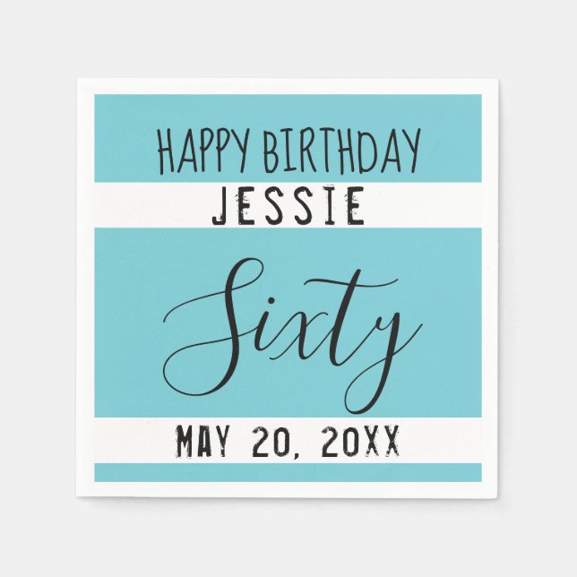 Guardanapo De Papel 60º Aniversário Livro Branco Azul Negro Nápoles (Frente)