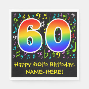 Guardanapo De Papel 60º aniversário - Símbolos de música coloridos