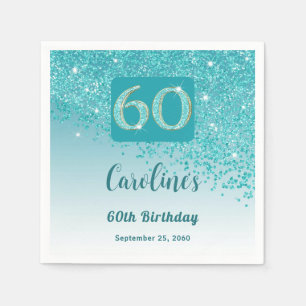 Guardanapo De Papel 60.º Aniversário Bonito Azul-Teal Nápoles