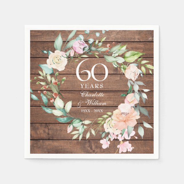 Guardanapo De Papel 60.º aniversário da 75.ª Festa de Madeira Rústica (Frente)