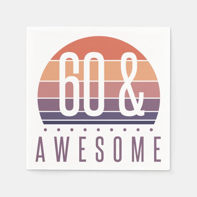Guardanapo De Papel 60.º Aniversário do Sol Retroativo (Frente)
