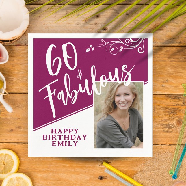 Guardanapo De Papel 60 e Foto Fabulosa de Roteiro Magenta 60º aniversá (Criador carregado)