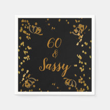 60 e Sassy Aniversário de 60 anos Preto | Faux Dou