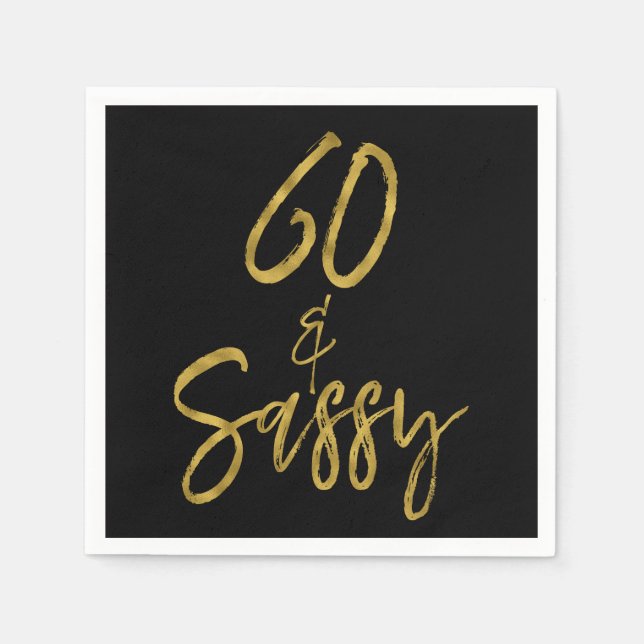 Guardanapo De Papel 60 e Sassy Gold Foil Birthday Napkins (Frente)