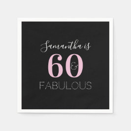 Guardanapo De Papel 60 personalizados e fabuloso aniversário rosa pret