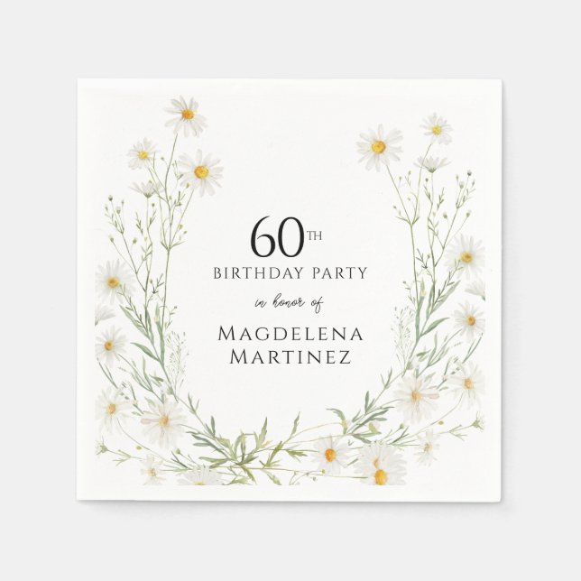 Guardanapo De Papel 60th Birthday April Birth Month Flower Daisy (Frente)