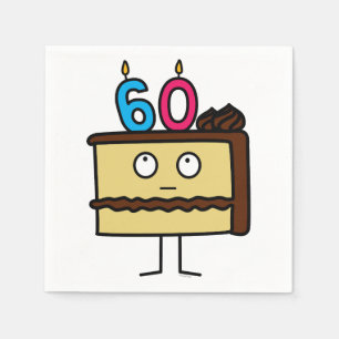 Guardanapo De Papel 60th Bolo de aniversário com velas