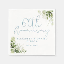 Guardanapo De Papel 60th Wedding Anniversary Greenery Floral