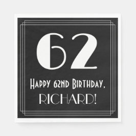Guardanapo De Papel 62º Aniversário ~ Arte Deco Inspirou "62", Nome