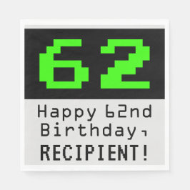 Guardanapo De Papel 62º Aniversário - Estilo Nerdy / Geeky "62" & Nome