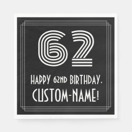 Guardanapo De Papel 62.º Aniversário: Art Deco Inspirou "62" + Nome
