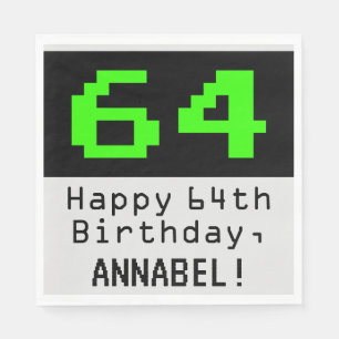 Guardanapo De Papel 64º aniversário - Estilo Nerdy / Geeky "64" & No