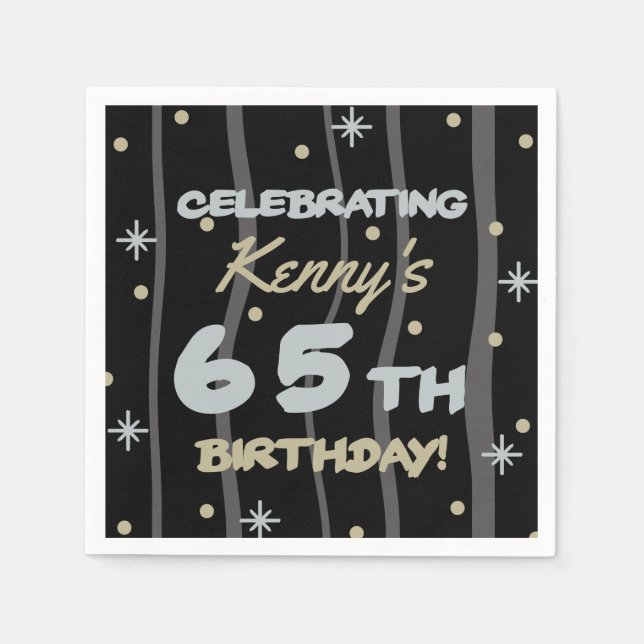Guardanapo De Papel 65ª Festa de aniversário, adicione seu nome (Frente)