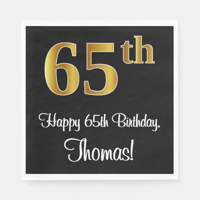 Guardanapo De Papel 65º aniversário ~ Legant Luxurious Faux Dourado Lo (Frente)