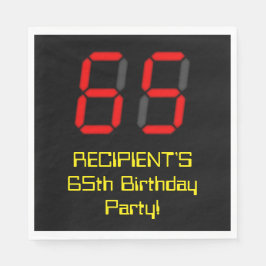 Guardanapo De Papel 65.º aniversário: Estilo de Relógio Digital Vermel