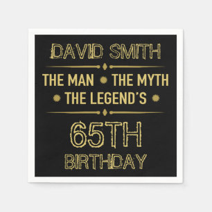Guardanapo De Papel 65th Legenda do mito do homem do aniversário