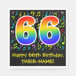 Guardanapo De Papel 66º aniversário - Símbolos de música coloridos