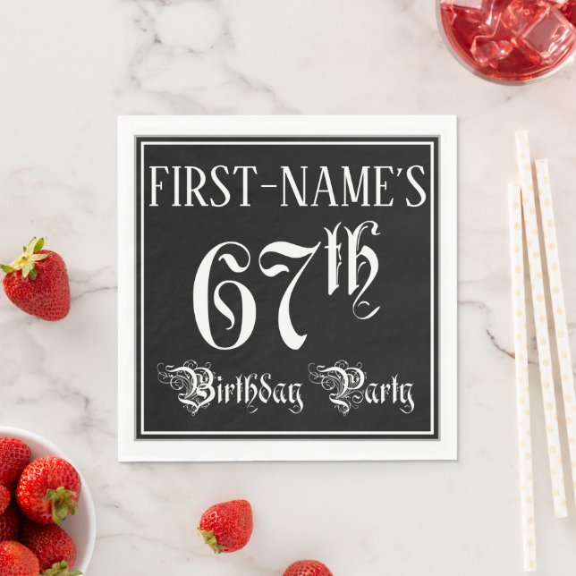 Guardanapo De Papel 67th Birthday Party — Fancy Script + Custom Name (Insitu)