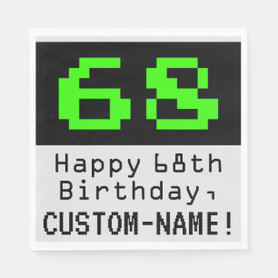 Guardanapo De Papel 68º aniversário - Estilo Nerdy / Geeky "68" & No