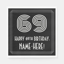 Guardanapo De Papel 69.º aniversário: Art Deco Inspirou "69" + Nome