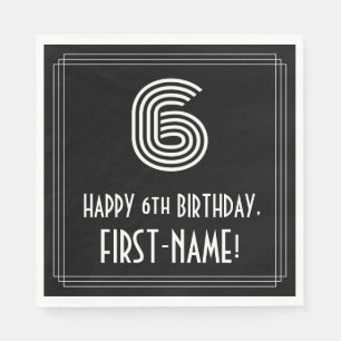 Guardanapo De Papel 6o Aniversário: Olhar inspirado art deco "6" +