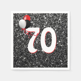 Guardanapo De Papel 70 Balões de Aniversário sobre Napkins Negro