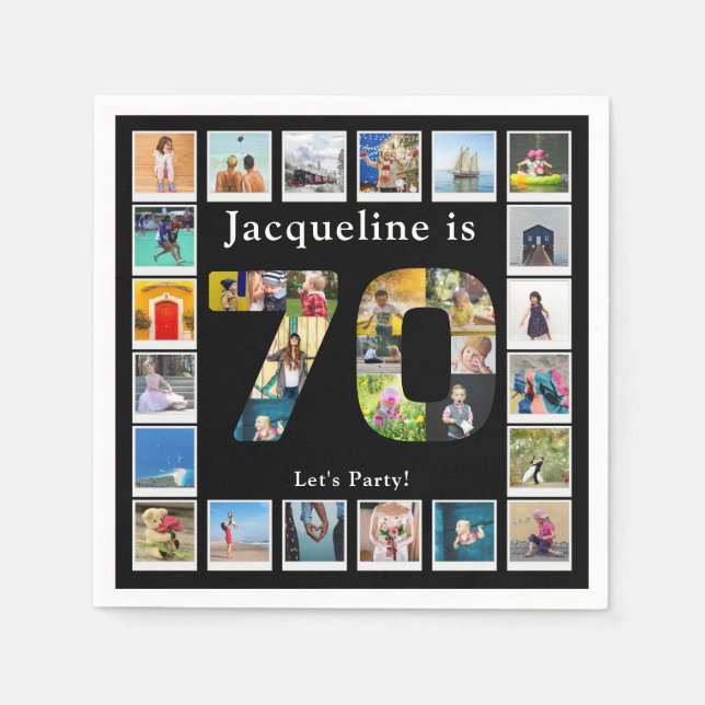 Guardanapo De Papel 70 Birthday Design de Sua Própria Colagem de Fotos (Frente)