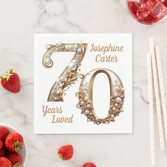 Guardanapo De Papel 70 Birthday Elegant Party (Insitu)