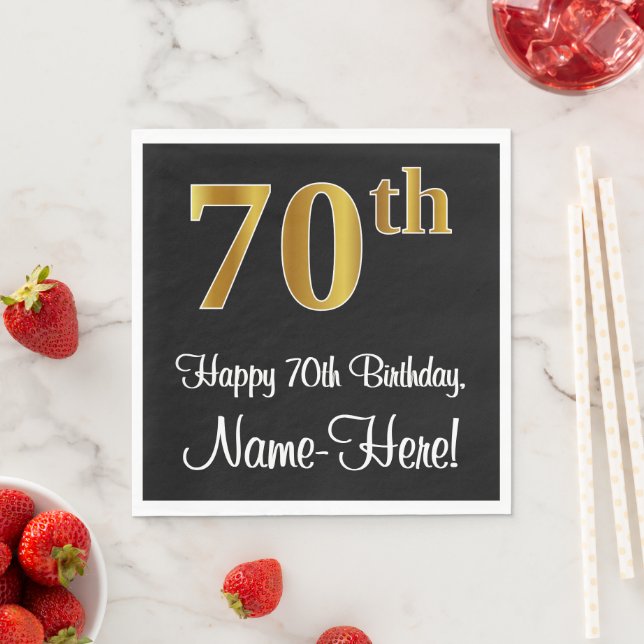 Guardanapo De Papel 70 Birthday ~ Elegante Luxurioso Faux Dourado apar (Insitu)