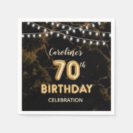 Guardanapo De Papel 70 Birthday Gold Foil Balloons & String Lights