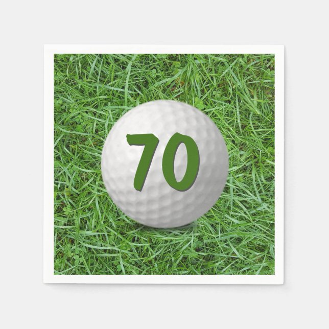 Guardanapo De Papel 70 Birthday Golf Ball em Grass (Frente)