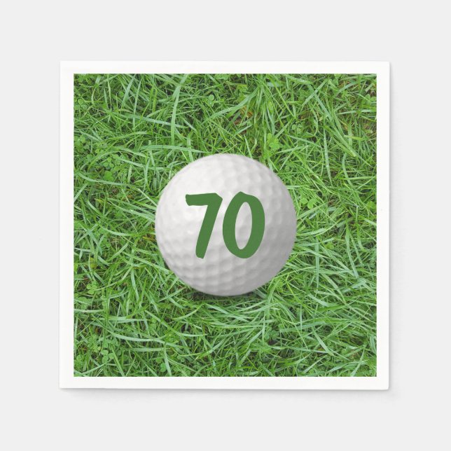 Guardanapo De Papel 70 Birthday Golf Ball em Grass Napkins (Frente)