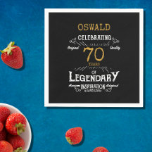 70 Birthday Legendday Black Dourado Retro