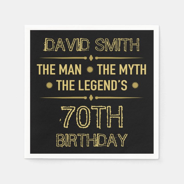 Guardanapo De Papel 70 Birthday Man Myth Legend (Frente)