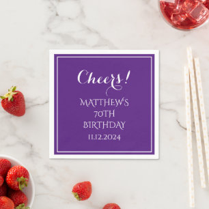 Guardanapo De Papel 70 Birthday Purple Elegant Script Modern Cheers