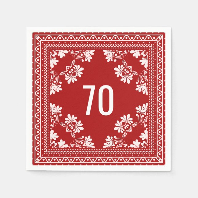 Guardanapo De Papel 70 Birthday Red Bandana (Frente)