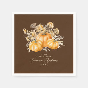 Guardanapo De Papel 70 Birthday Rustic Boho Pumpkin Fall Personalizado