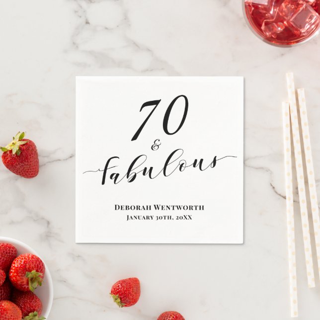 Guardanapo De Papel 70 e Fabuloso Aniversário de Setenta Script Elegan (Insitu)